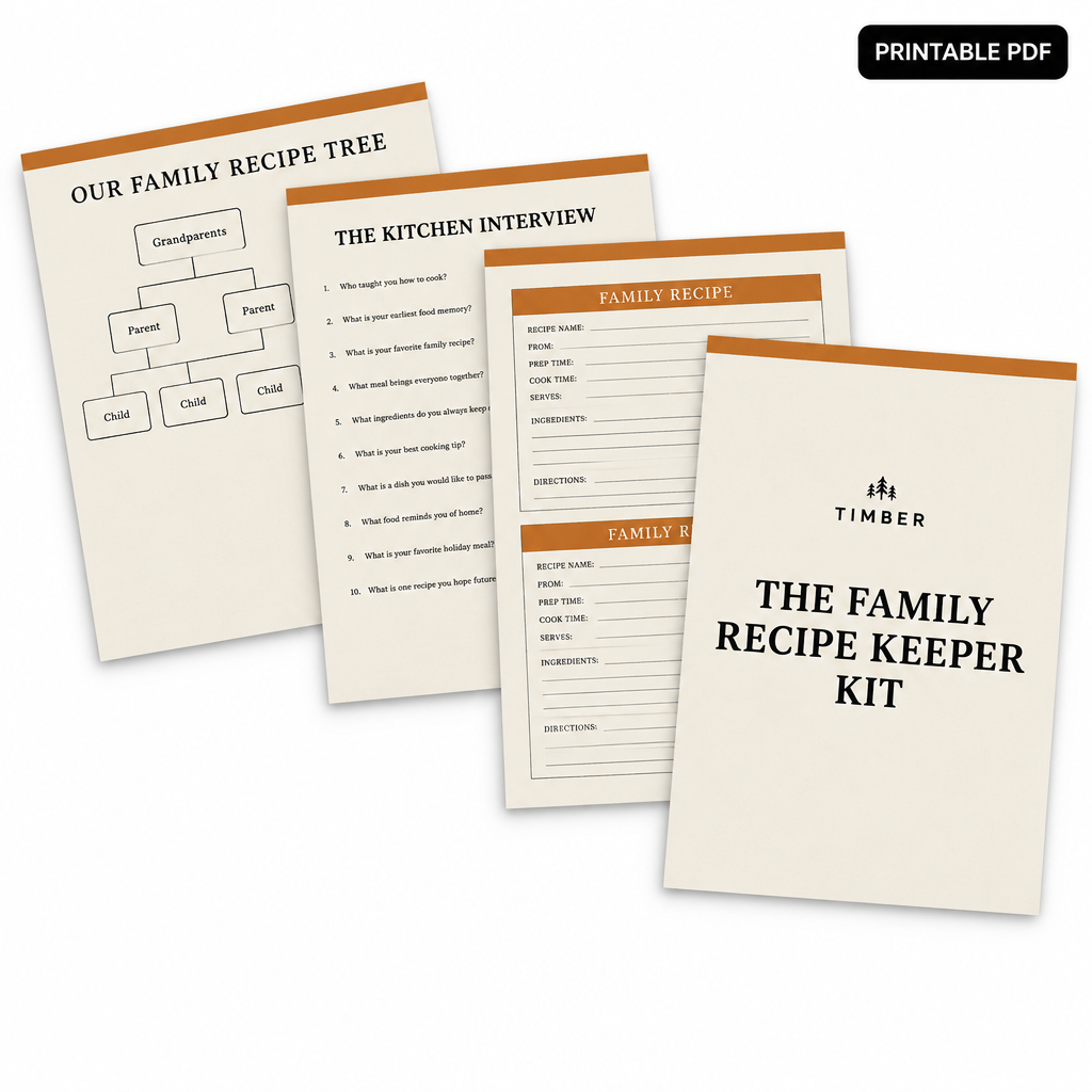 Family Recipe Keeper Kit printable pages